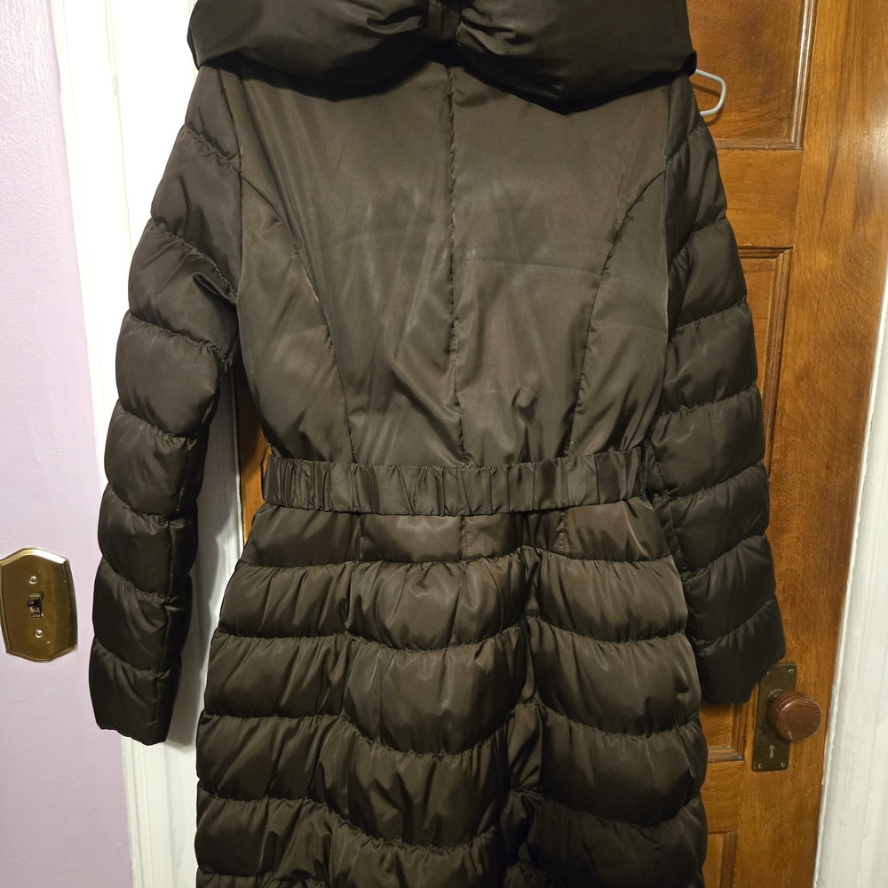 Ladies Chocolate Puffer Coat - Brown - Picture 3 of 12
